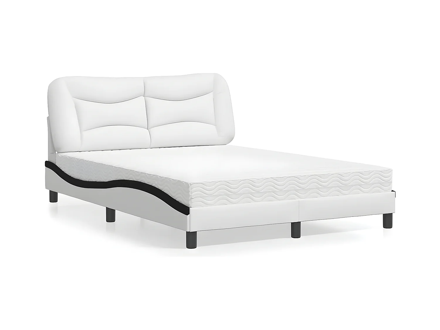 Lit avec matelas blanc et noir 140x200 similicuir