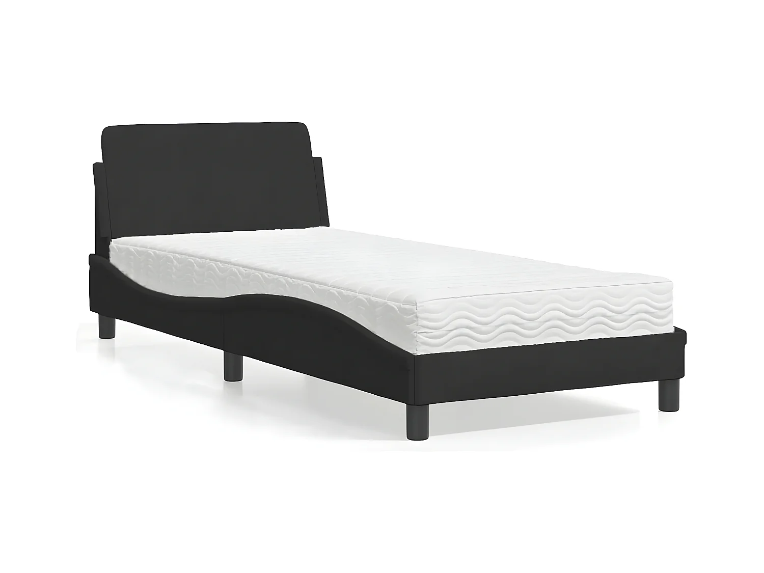 Lit avec matelas noir 80x200 velours