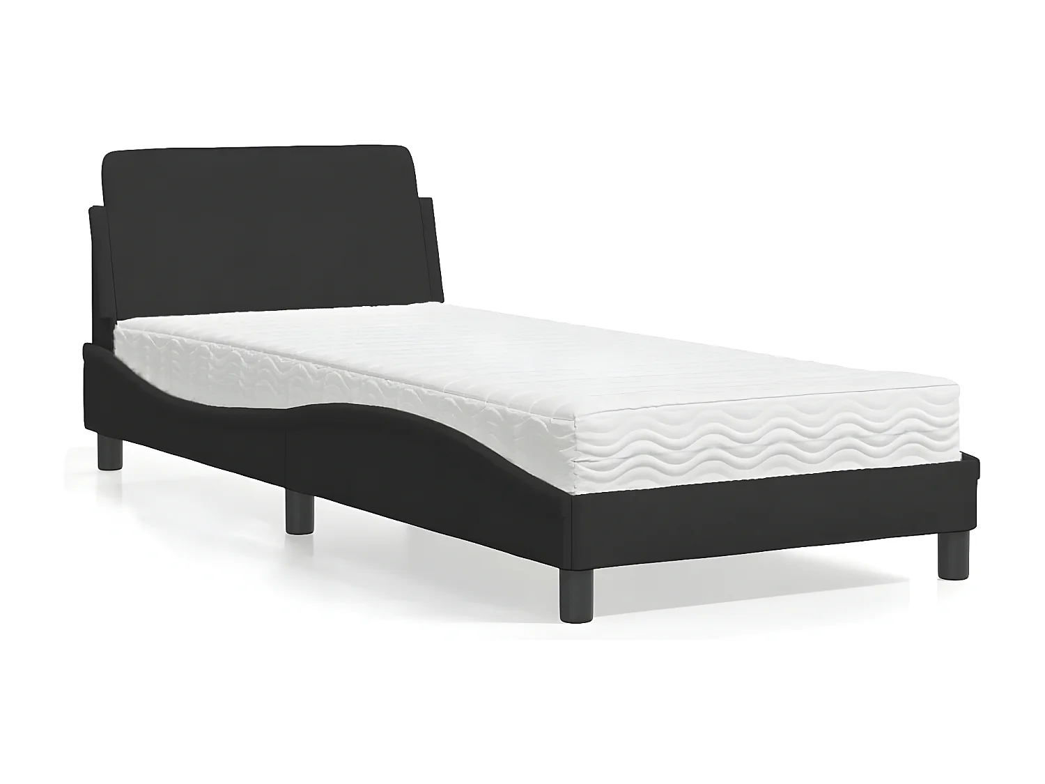Lit avec matelas noir 80x200 velours