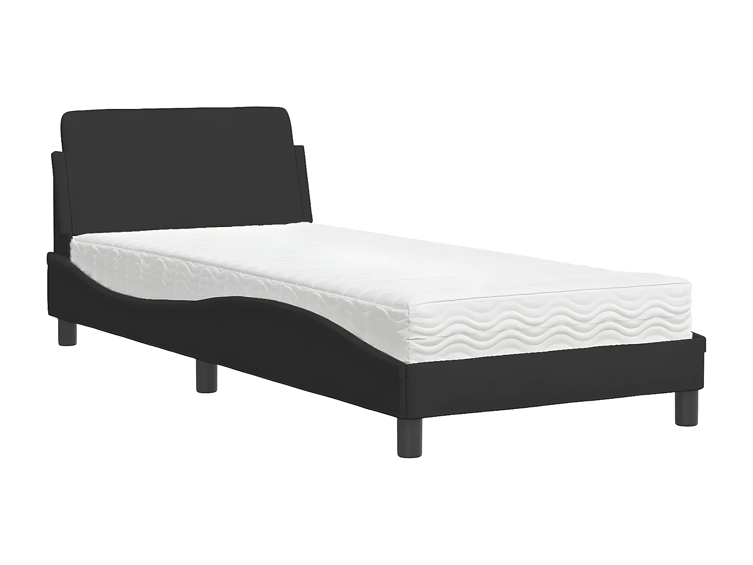 Lit avec matelas noir 80x200 velours