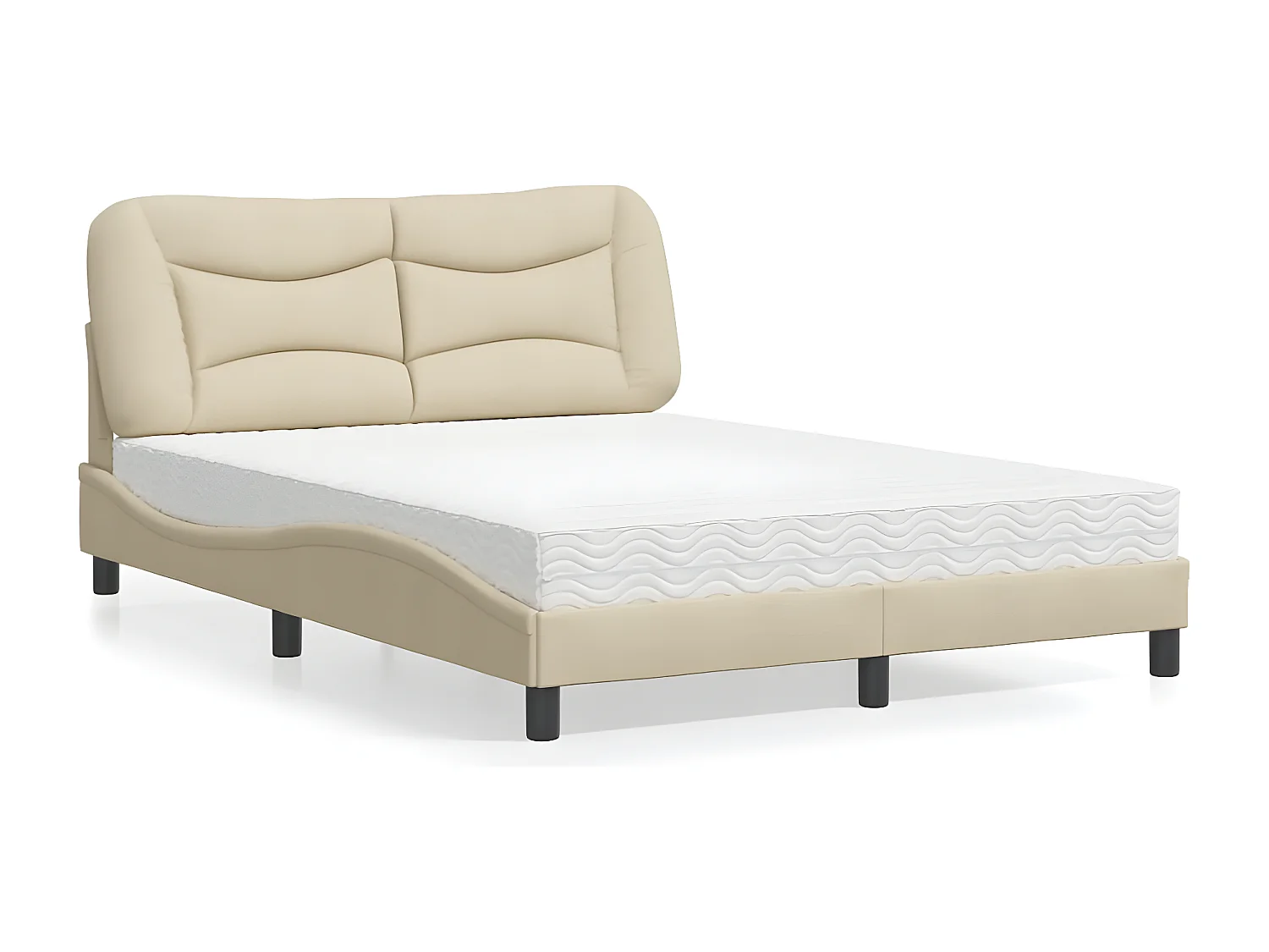 Lit avec matelas crème 140x200 tissu