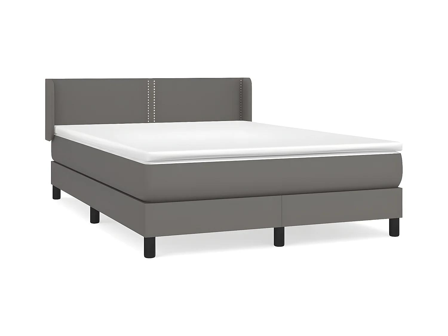 Sommier à lattes de lit avec matelas Gris 140x190 Similicuir