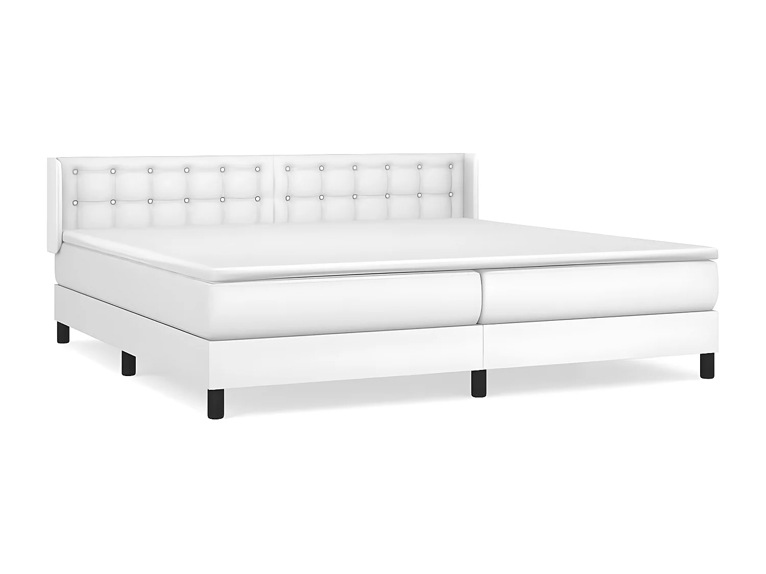 Sommier à lattes de lit avec matelas Blanc 200x200 Similicuir