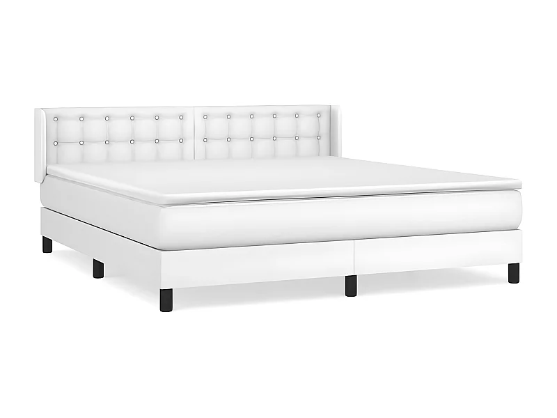 Sommier à lattes de lit avec matelas Blanc 160x200 Similicuir