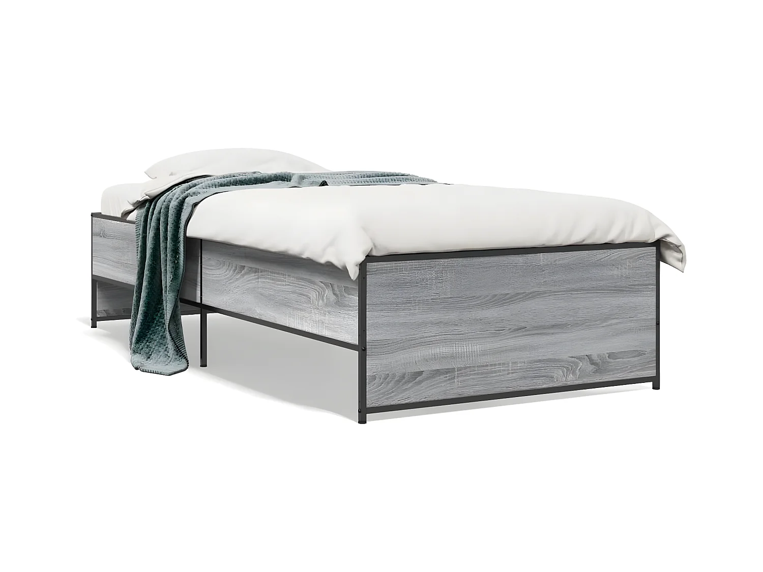 Cadre de lit sonoma gris 75x190 bois d'ingénierie et métal