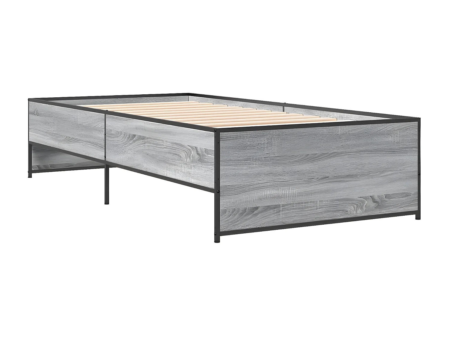 Cadre de lit sonoma gris 75x190 bois d'ingénierie et métal