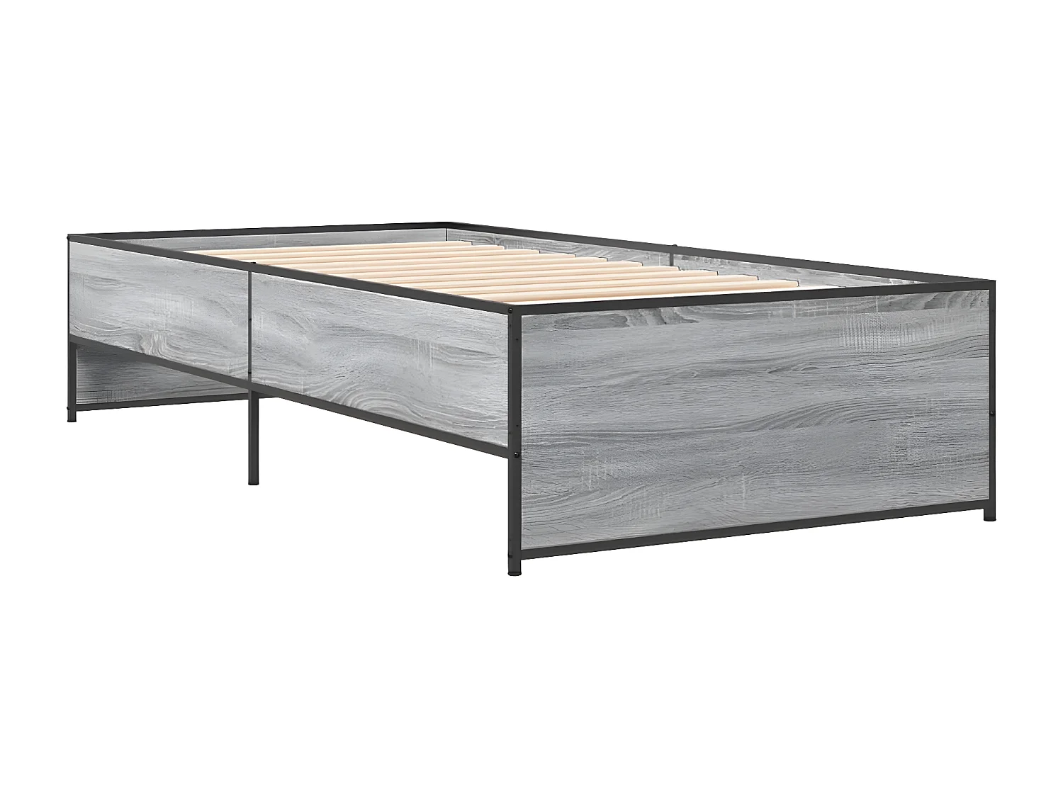 Cadre de lit sonoma gris 75x190 bois d'ingénierie et métal