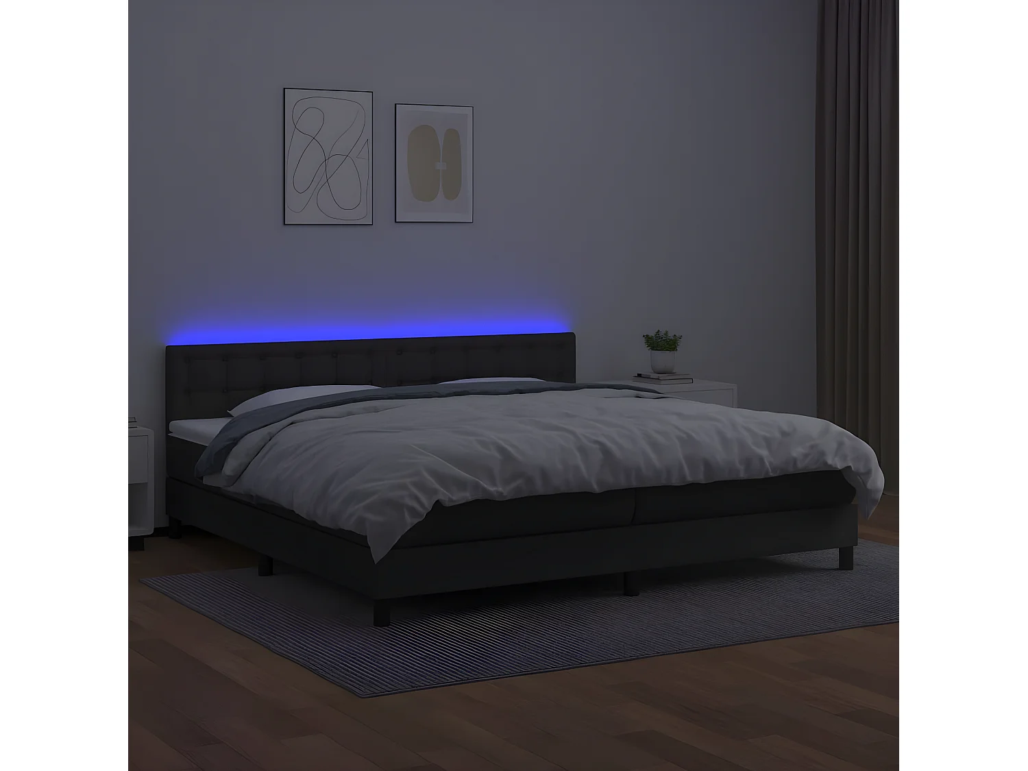 Sommier à lattes de lit avec matelas et LED Noir 200x200