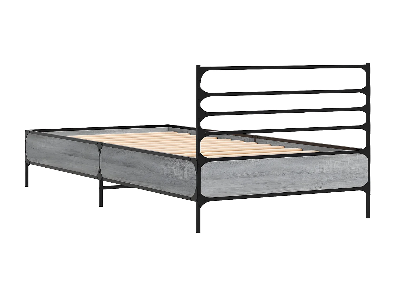 Cadre de lit sonoma gris 100x200 bois d'ingénierie et métal
