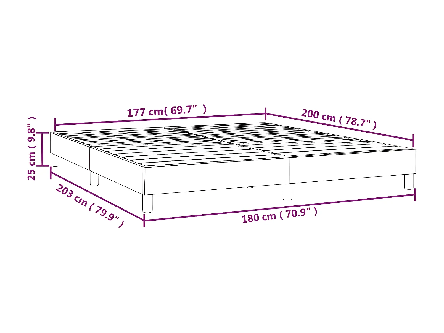 Cadre de lit Noir 180x200 Similicuir