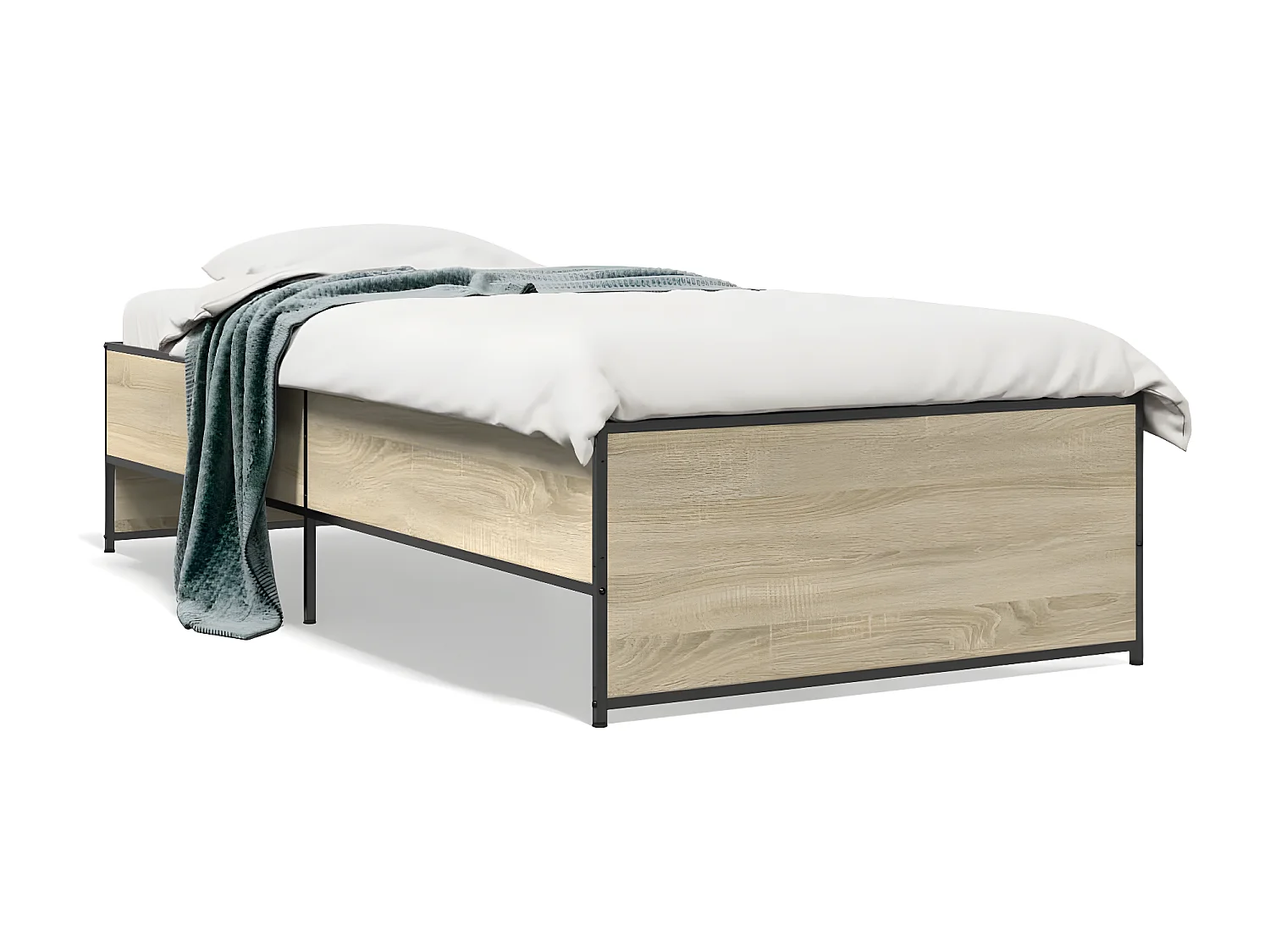 Cadre de lit chêne sonoma 90x190 bois d'ingénierie et métal