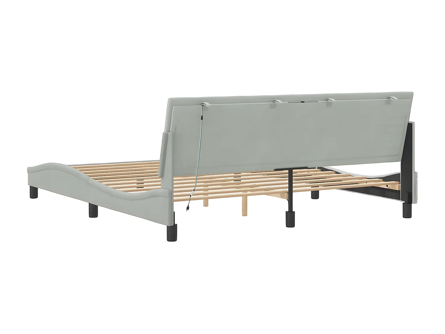 Cadre de lit avec lumières LED gris clair 180x200 velours