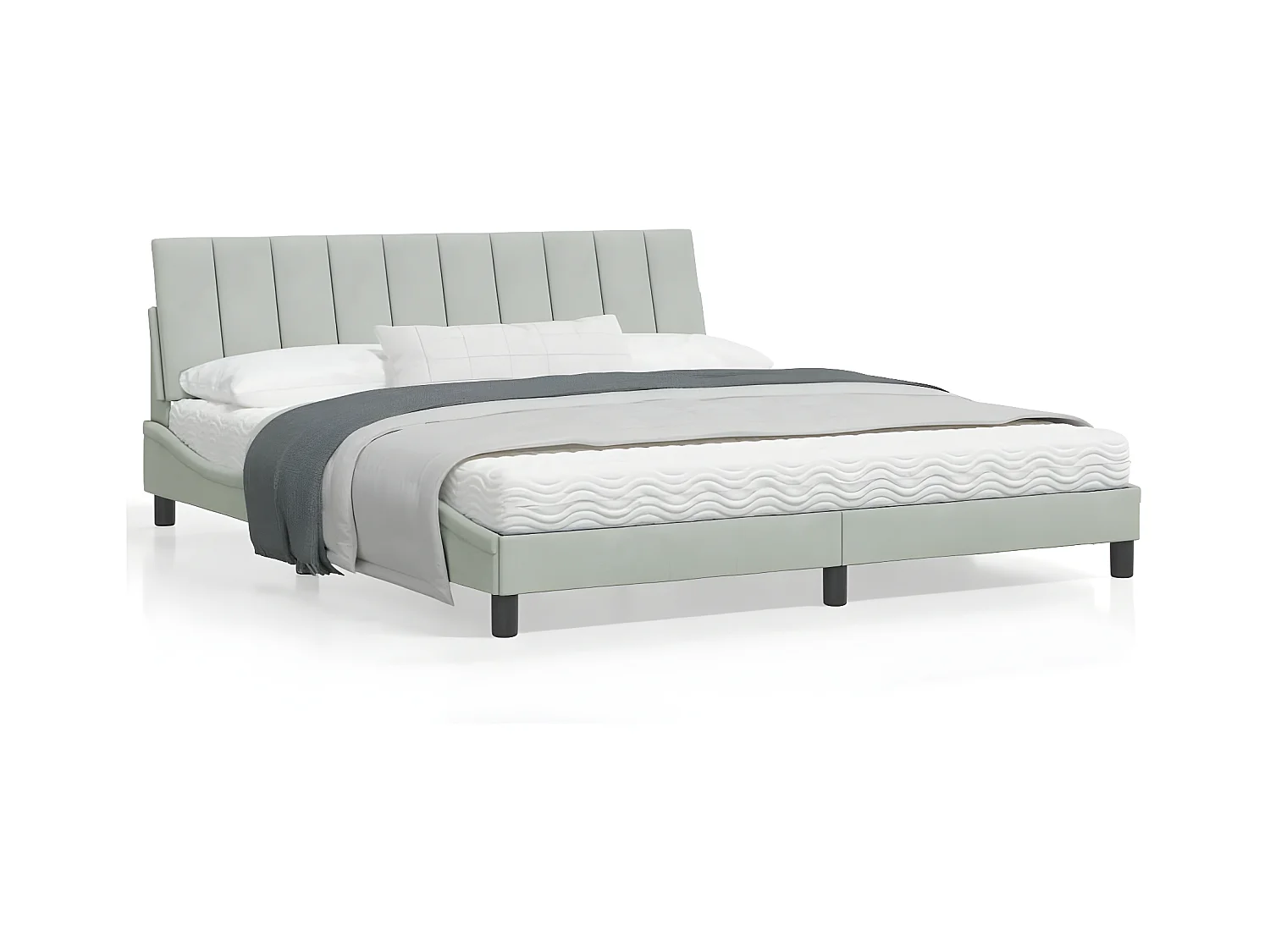 Cadre de lit avec lumières LED gris clair 180x200 velours