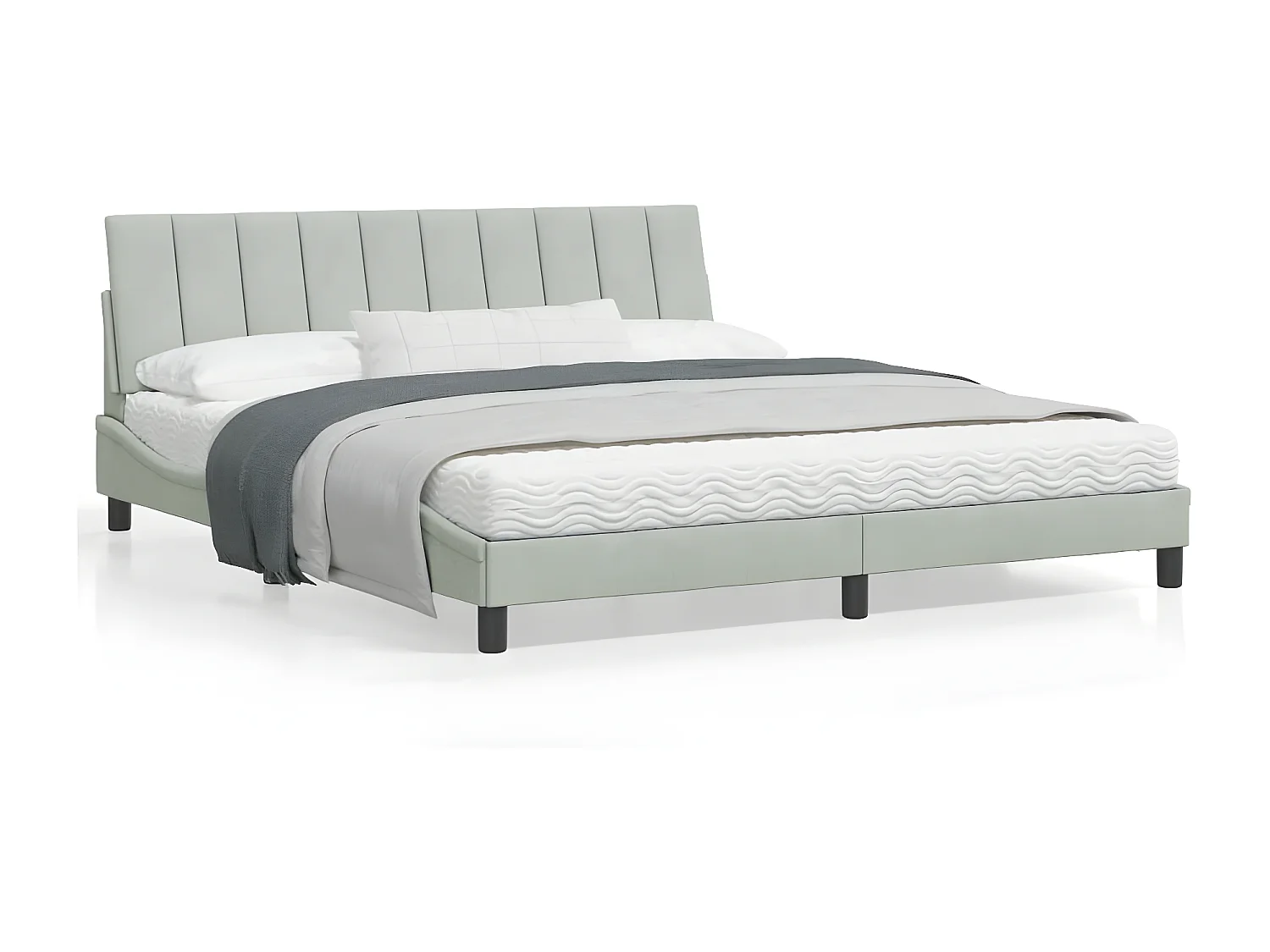 Cadre de lit avec lumières LED gris clair 180x200 velours