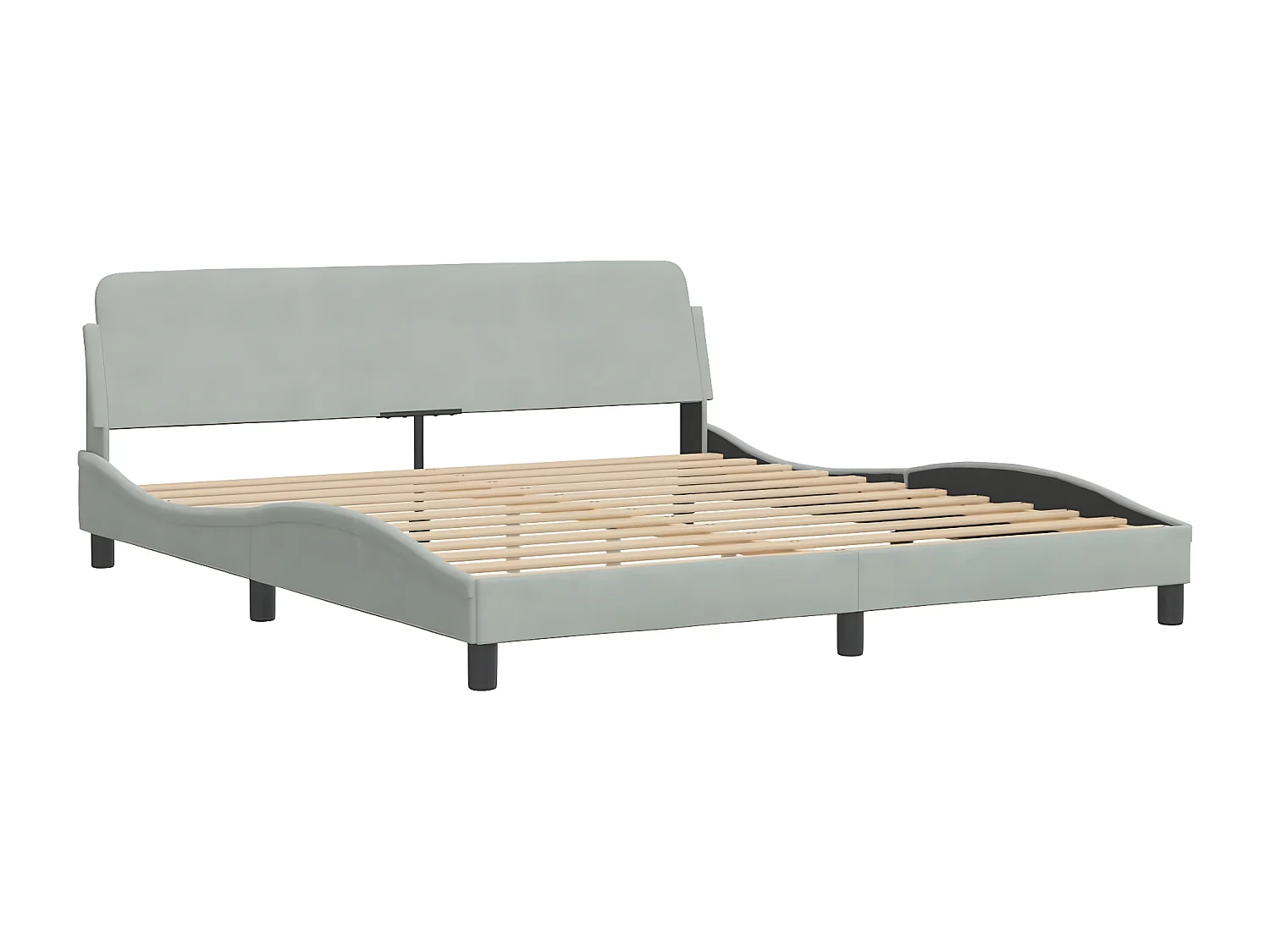 Cadre de lit avec lumières LED gris clair 180x200 velours