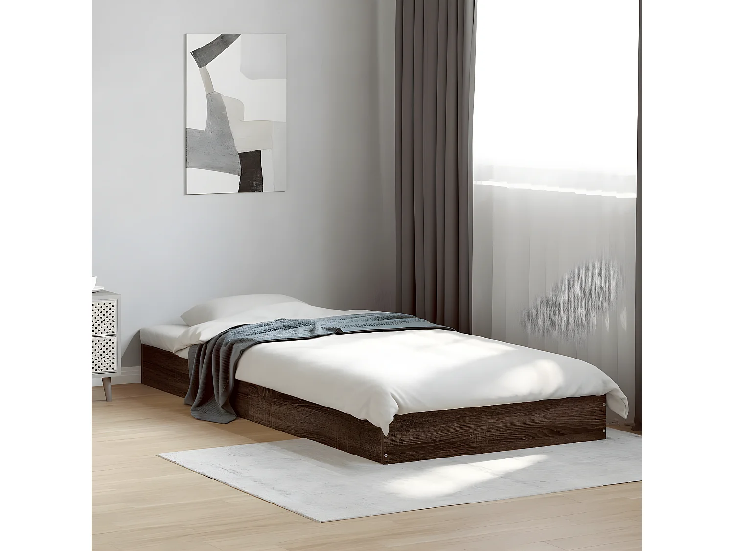 Cadre de lit chêne marron 75x190 bois d'ingénierie