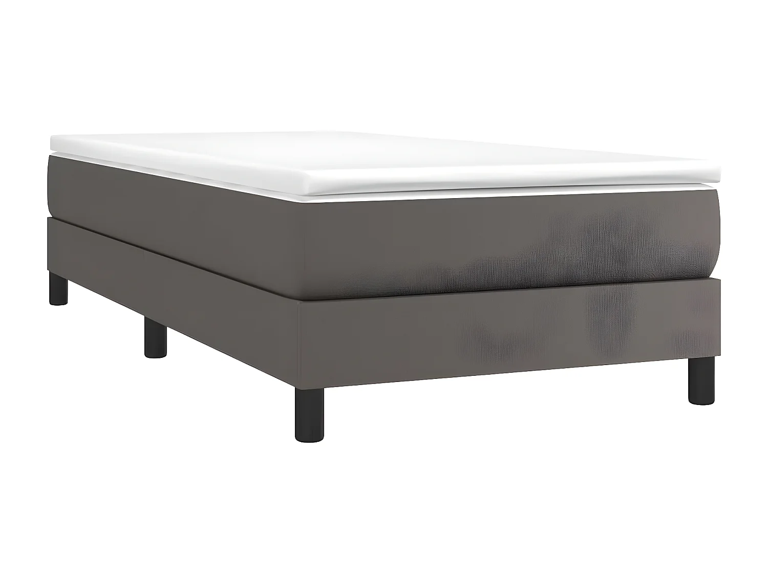 Sommier à lattes de lit avec matelas Gris 100x200 Similicuir