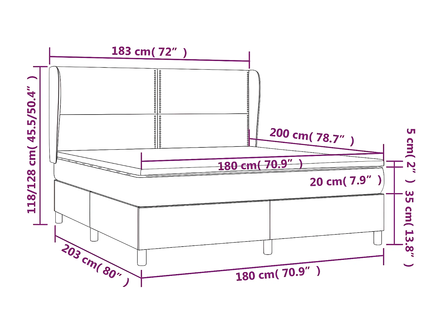 Sommier à lattes de lit avec matelas Marron foncé 180x200