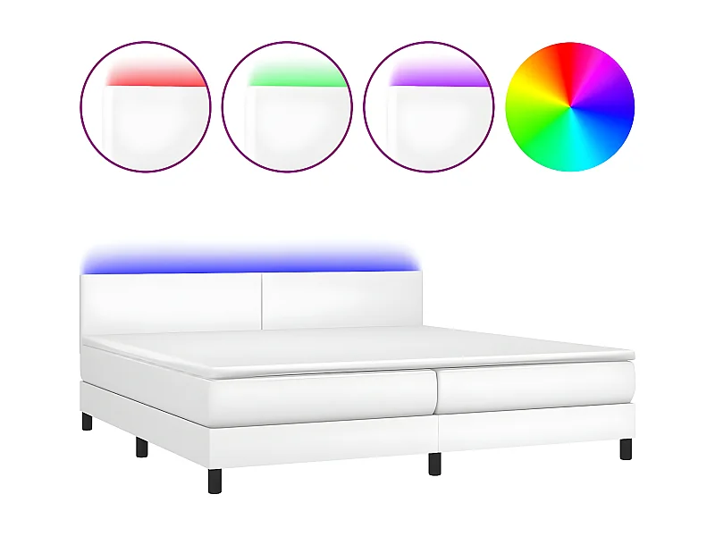 Sommier à lattes de lit avec matelas et LED Blanc 200x200