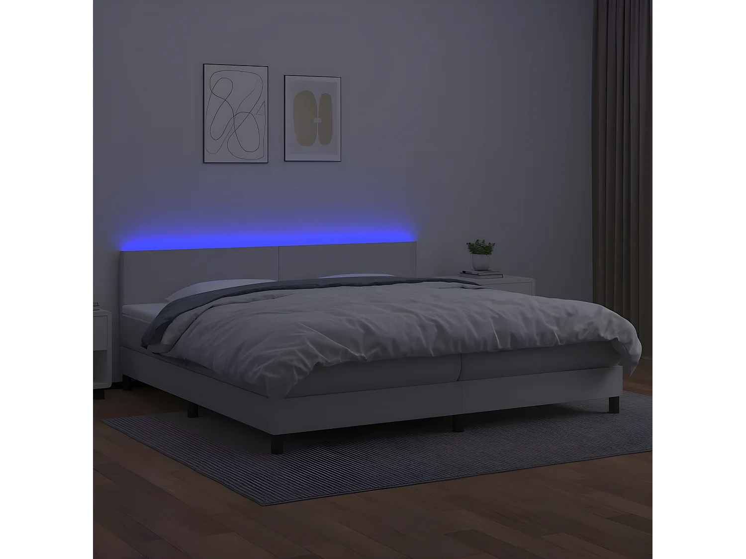 Sommier à lattes de lit avec matelas et LED Blanc 200x200