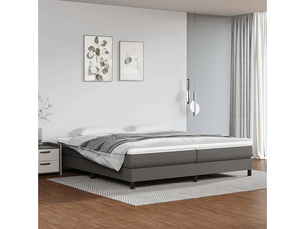 Cadre de lit 25cm en simili cuir sur pieds Looka - Élégance et modernité-Gris foncé-200x200
