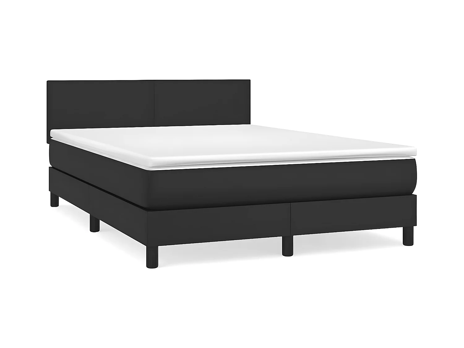 Sommier à lattes de lit avec matelas Noir 140x190 Similicuir