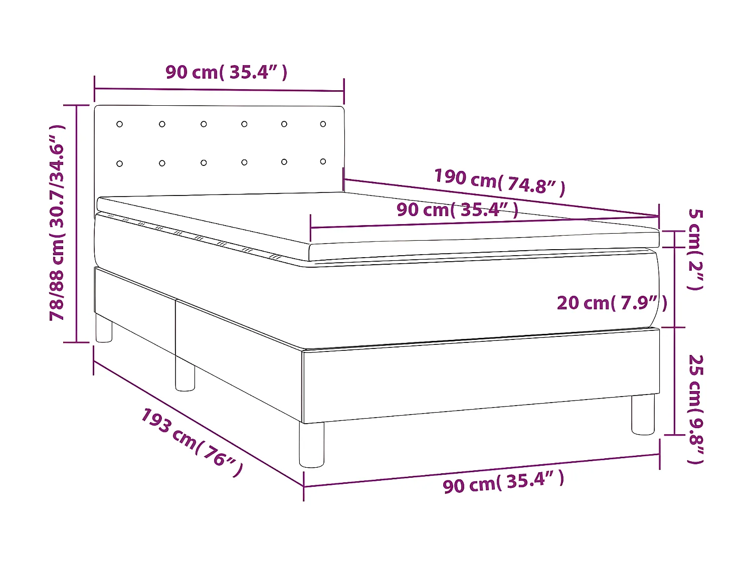 Sommier à lattes de lit avec matelas Gris 90x190 Similicuir