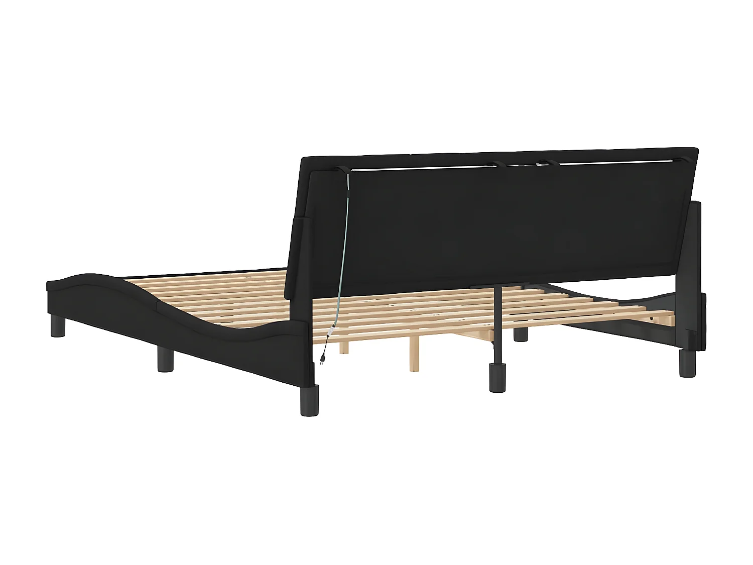 Cadre de lit avec lumières LED noir 160x200 velours