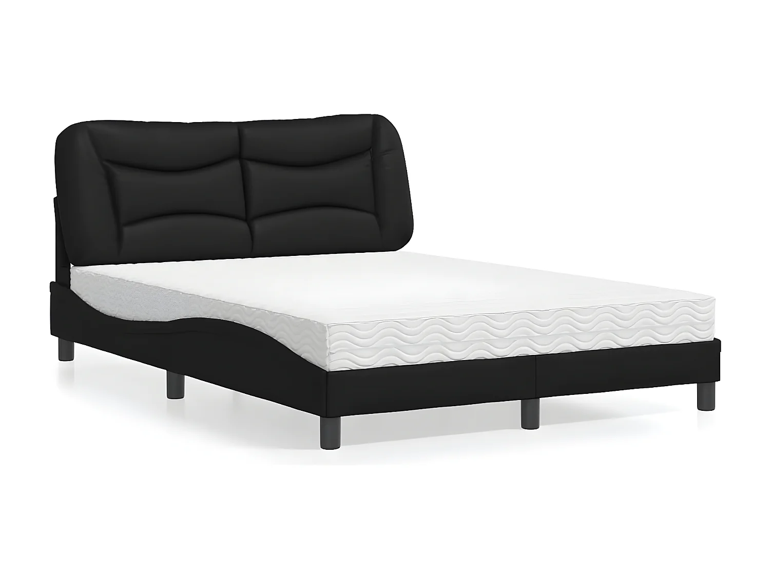 Lit avec matelas noir 120x200 similicuir