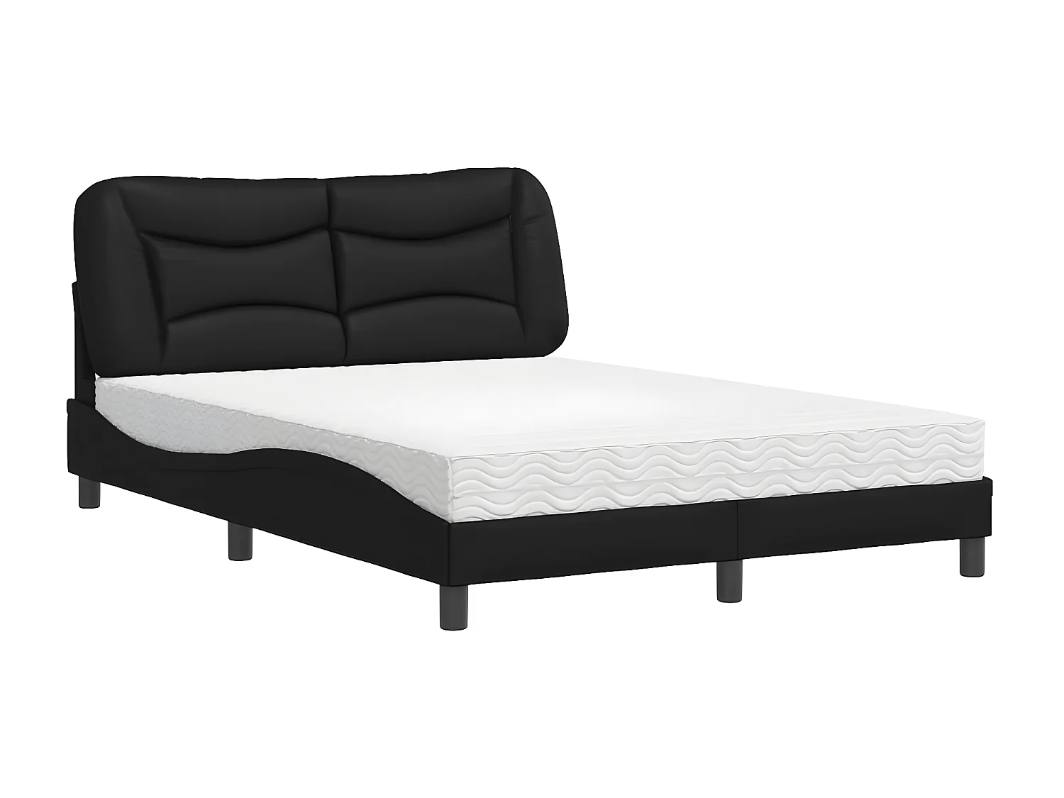 Lit avec matelas noir 120x200 similicuir