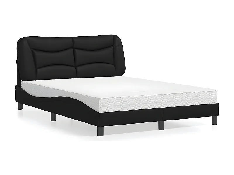Lit avec matelas noir 120x200 similicuir