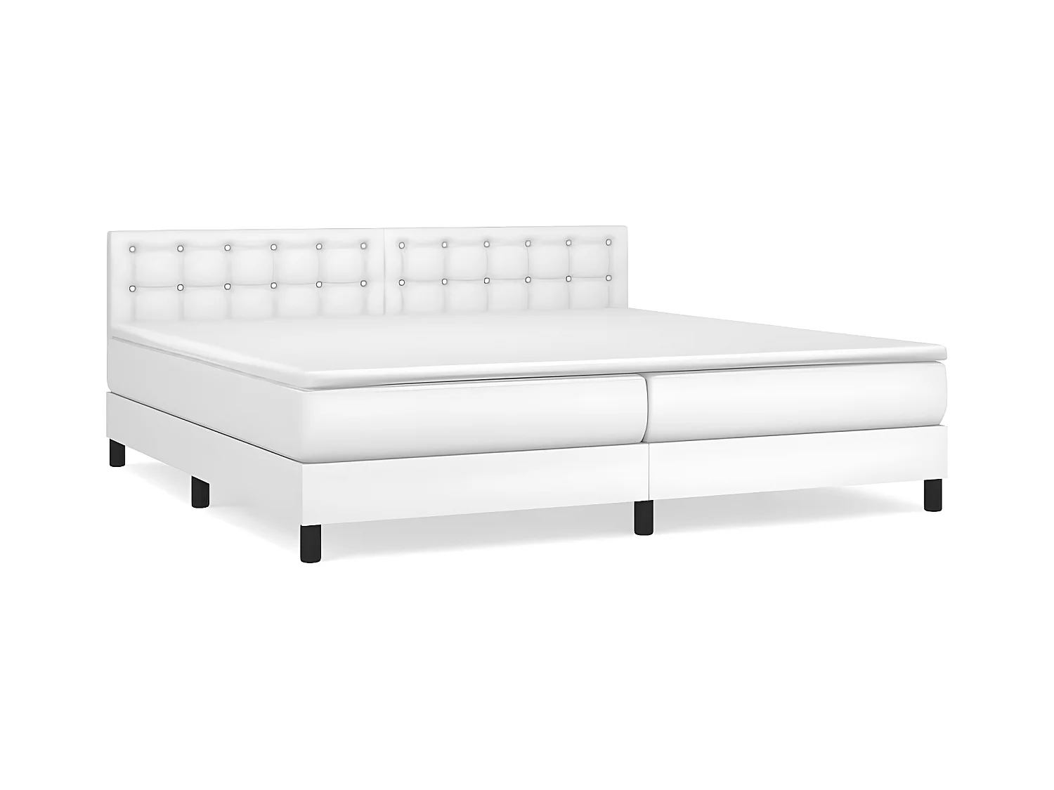 Sommier à lattes de lit avec matelas Blanc 200x200 Similicuir