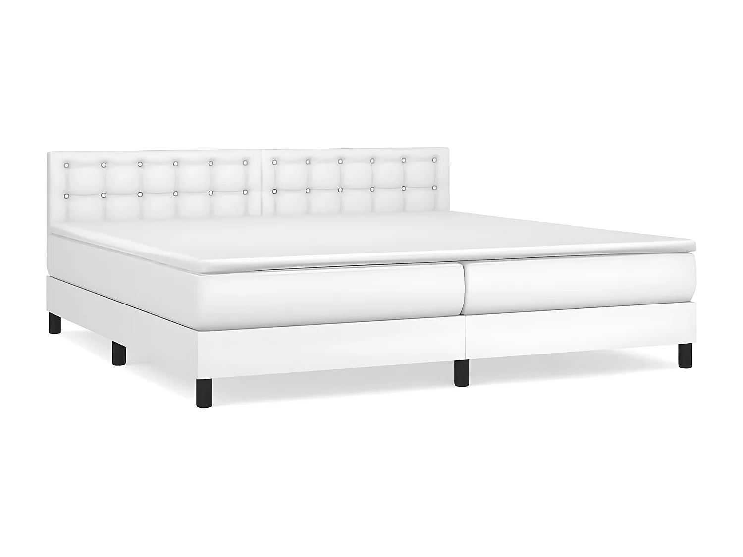 Sommier à lattes de lit avec matelas Blanc 200x200 Similicuir