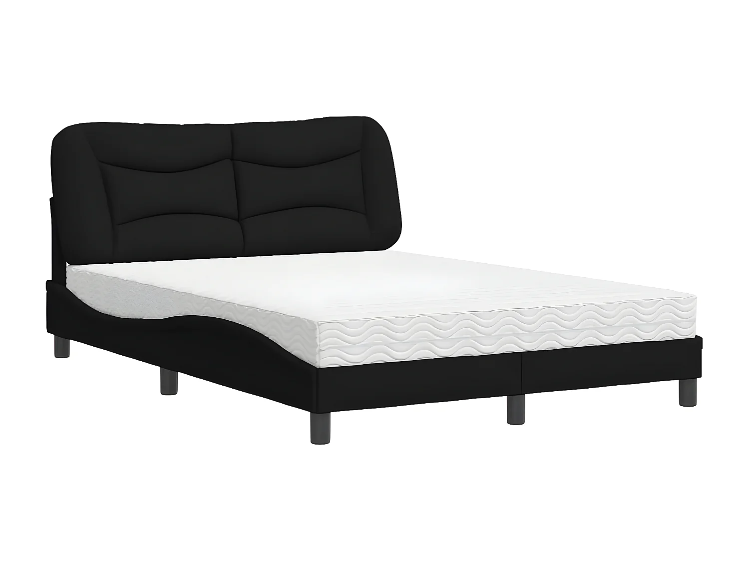 Lit avec matelas noir 140x200 tissu