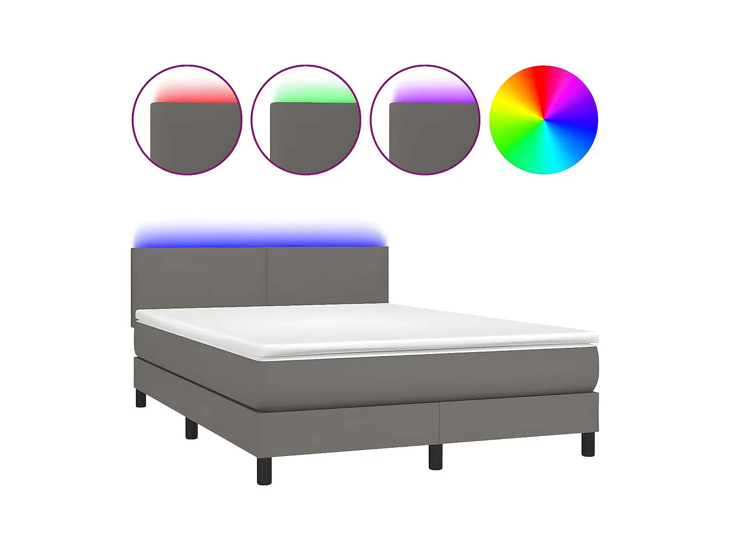 Sommier à lattes de lit avec matelas et LED Gris 140x200
