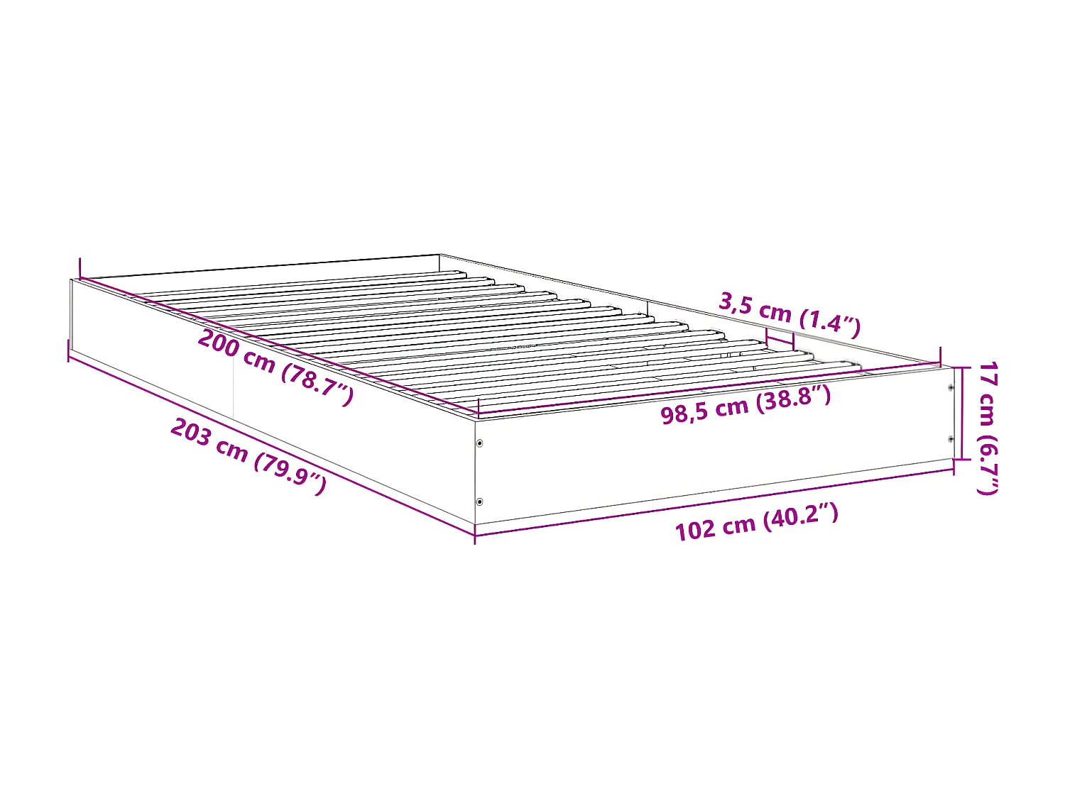 Cadre de lit chêne fumé 100x200 bois d'ingénierie