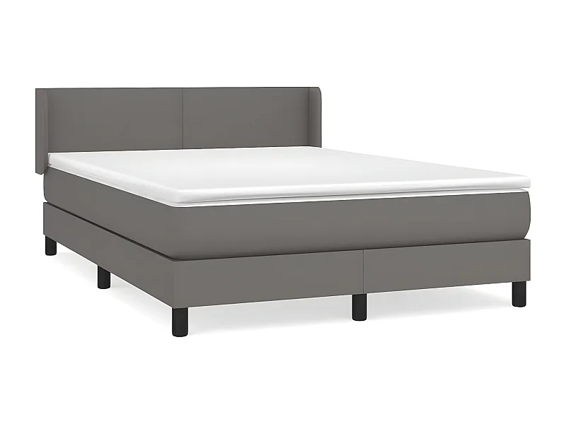 Sommier à lattes de lit avec matelas Gris 140x190 Similicuir