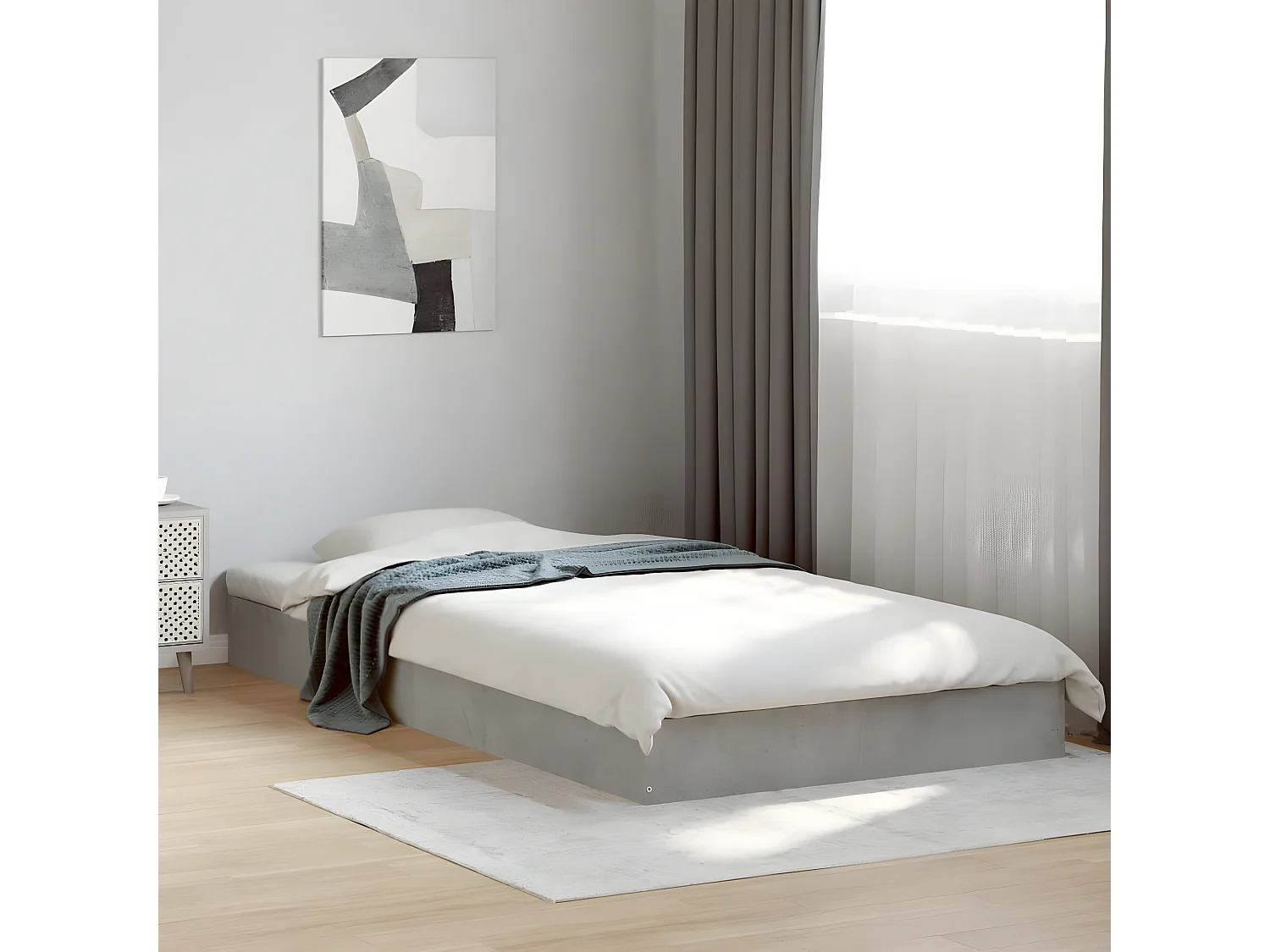 vidaXL Estructura de cama madera de ingeniería gris hormigón 90x190 cm