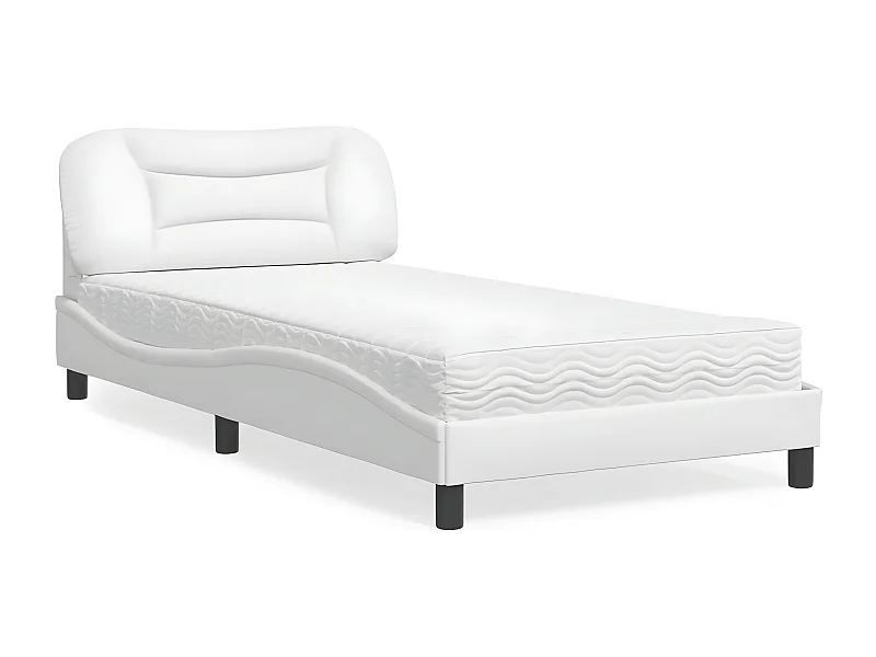 Lit avec matelas blanc 100x200 similicuir