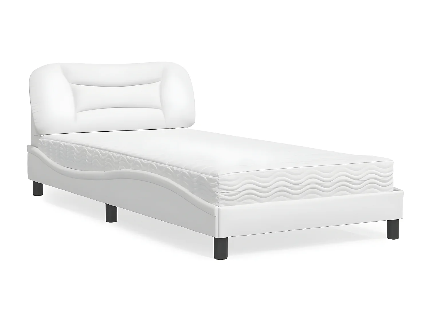 Lit avec matelas blanc 100x200 similicuir