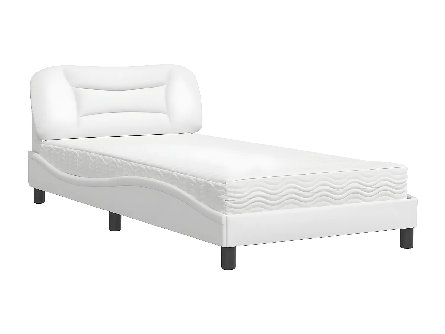 Lit avec matelas blanc 100x200 similicuir
