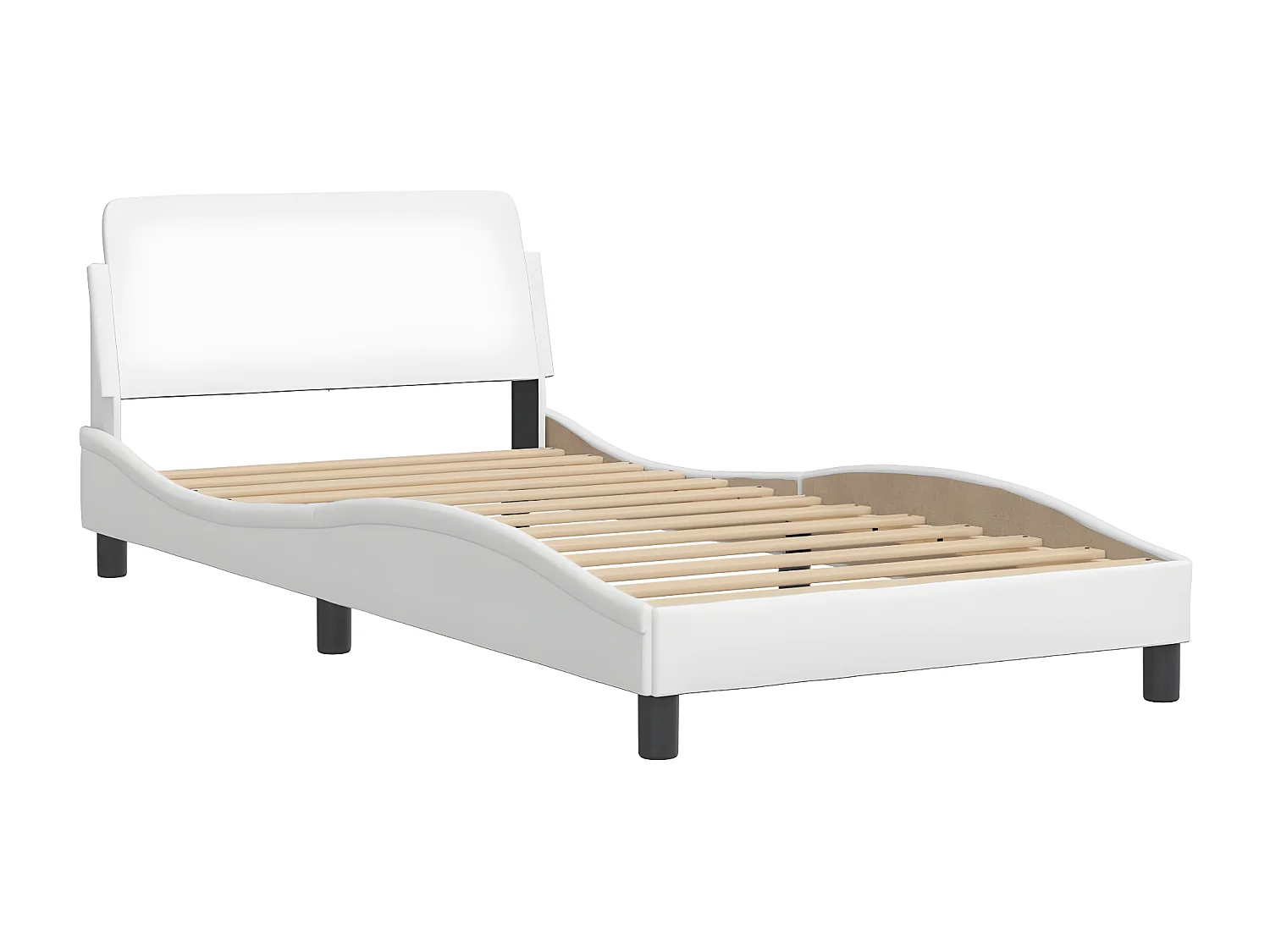 Lit avec matelas blanc 100x200 similicuir
