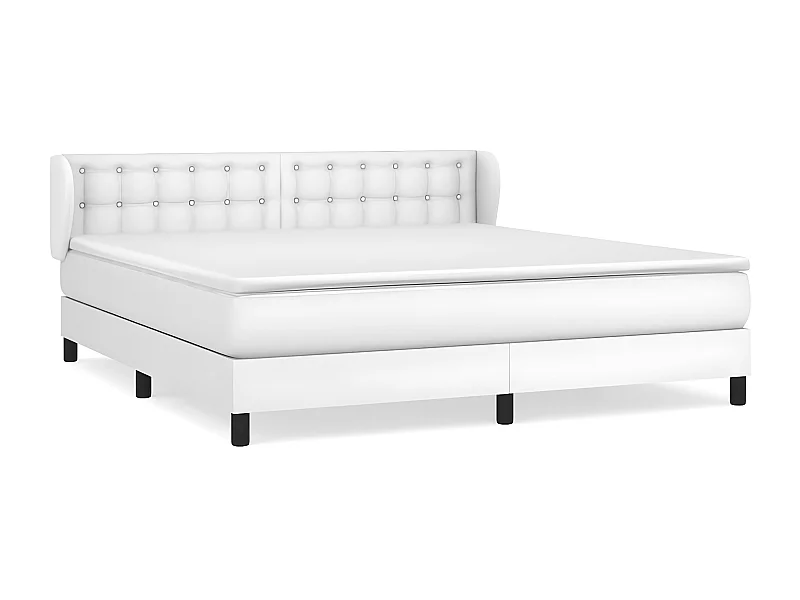 Sommier à lattes de lit avec matelas Blanc 160x200 Similicuir