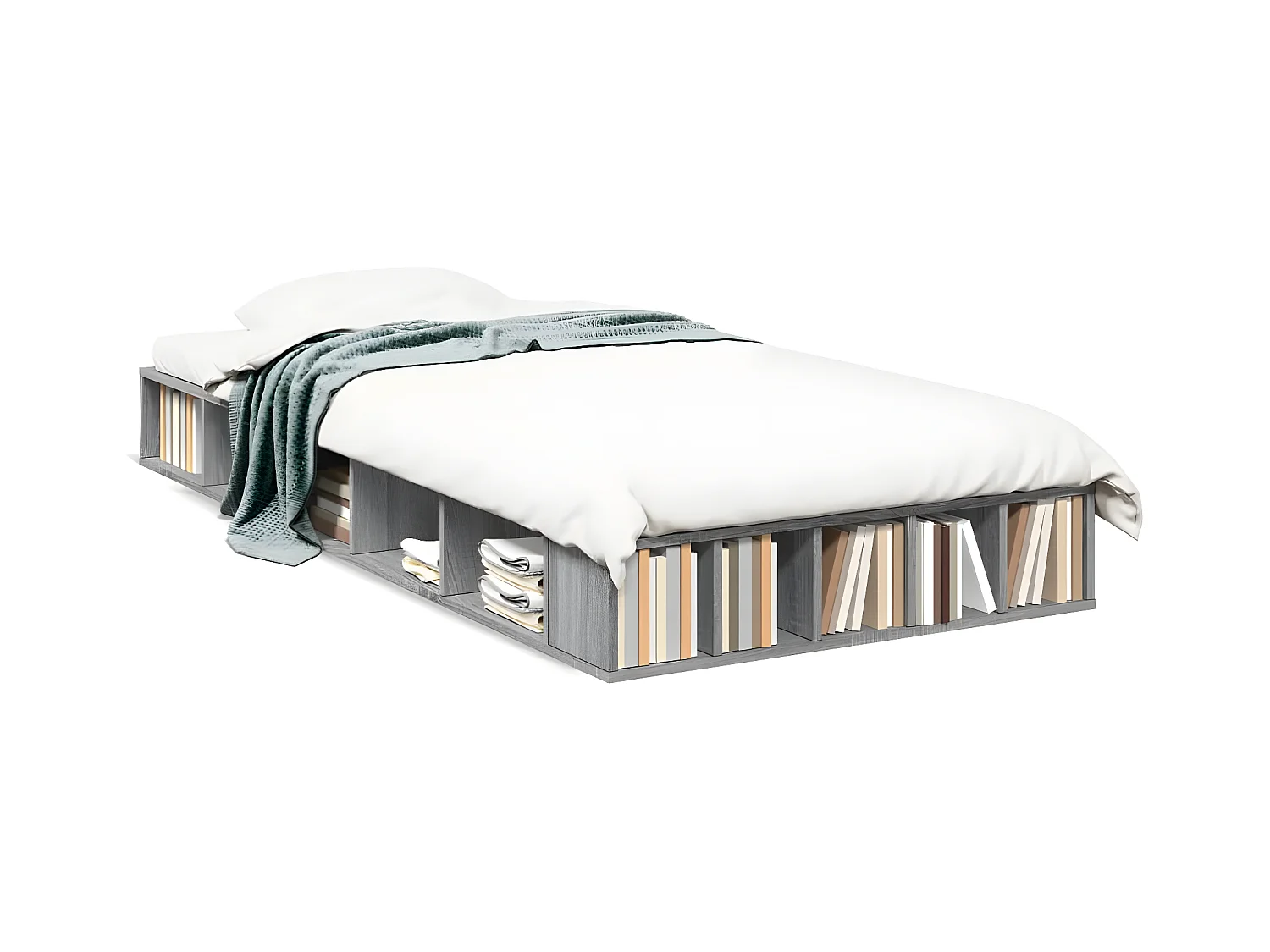 Cadre de lit sonoma gris 100x200 bois d'ingénierie