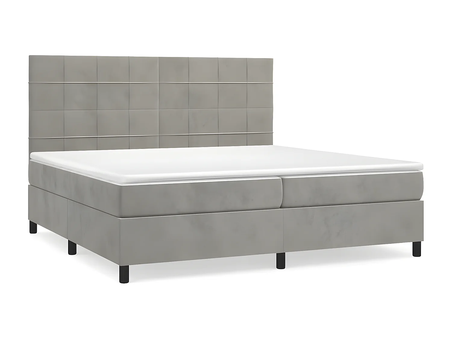 Sommier à lattes de lit et matelas Gris clair 200x200 Velours