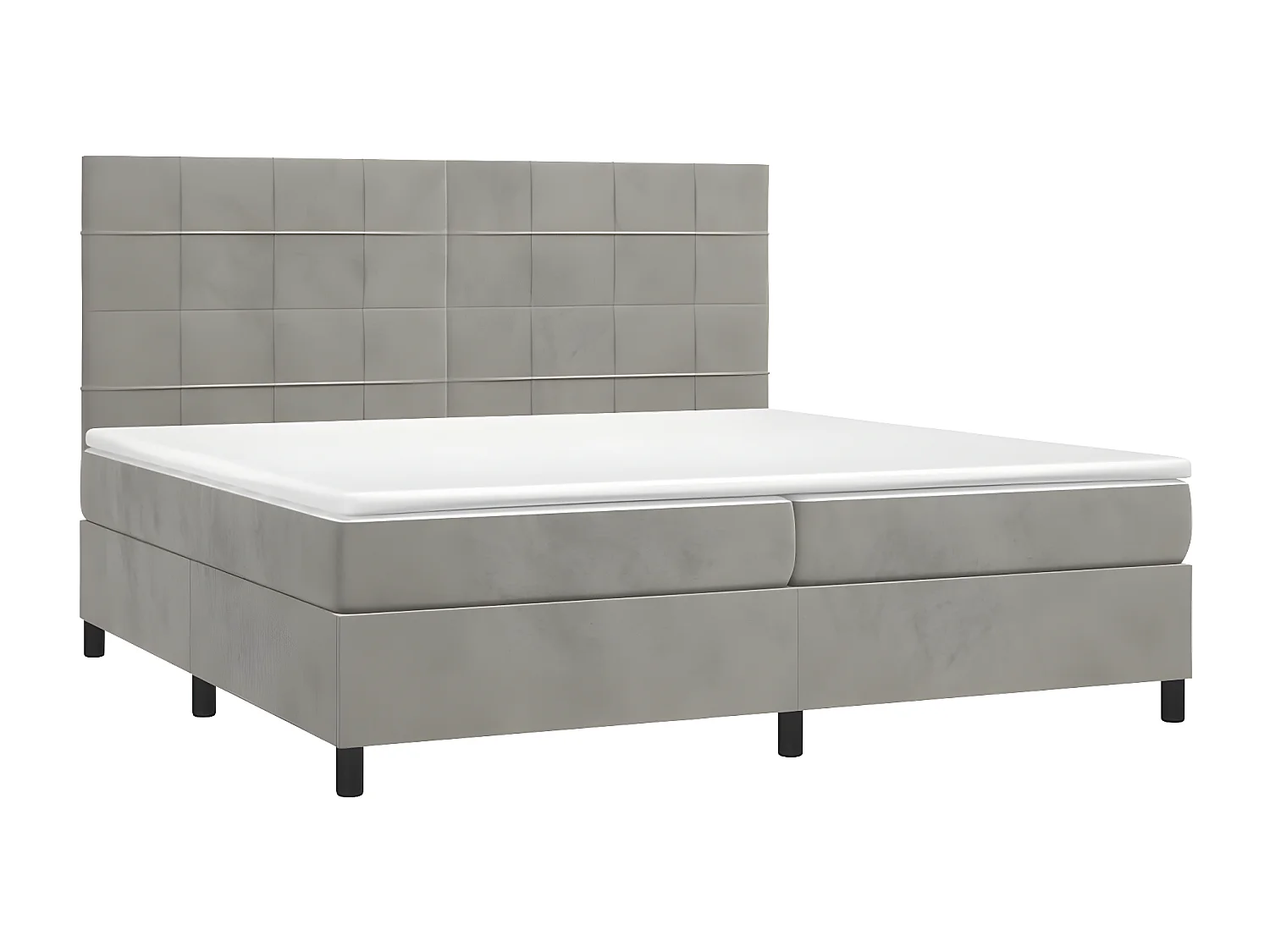 Sommier à lattes de lit et matelas Gris clair 200x200 Velours