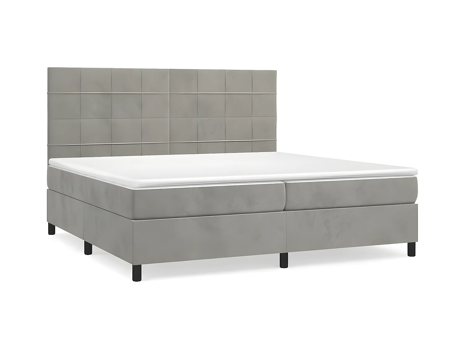 Sommier à lattes de lit et matelas Gris clair 200x200 Velours