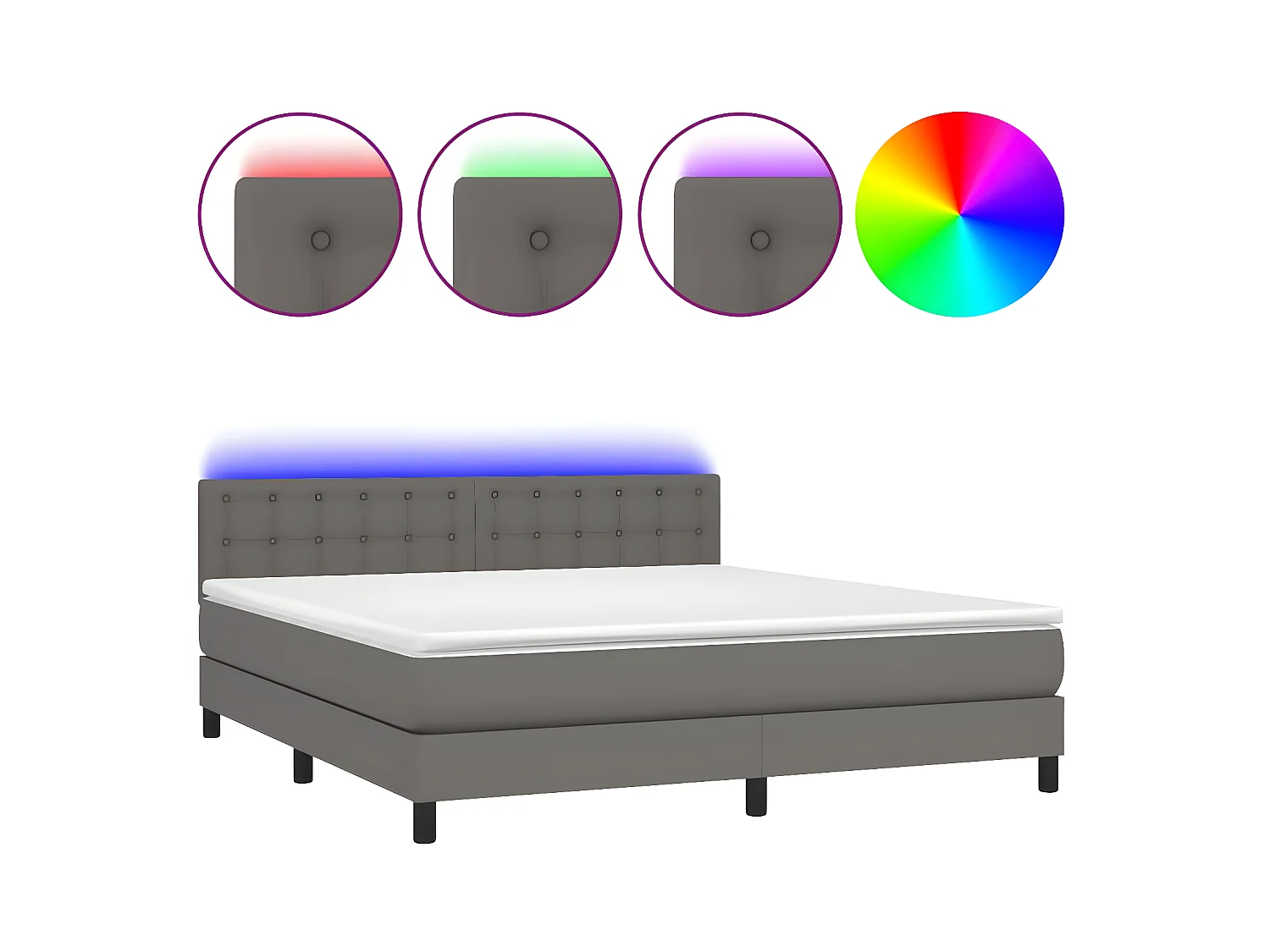Sommier à lattes de lit avec matelas et LED Gris 180x200