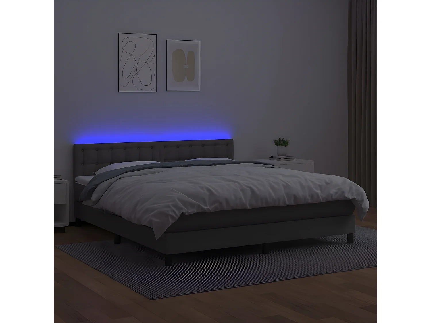 Sommier à lattes de lit avec matelas et LED Gris 180x200