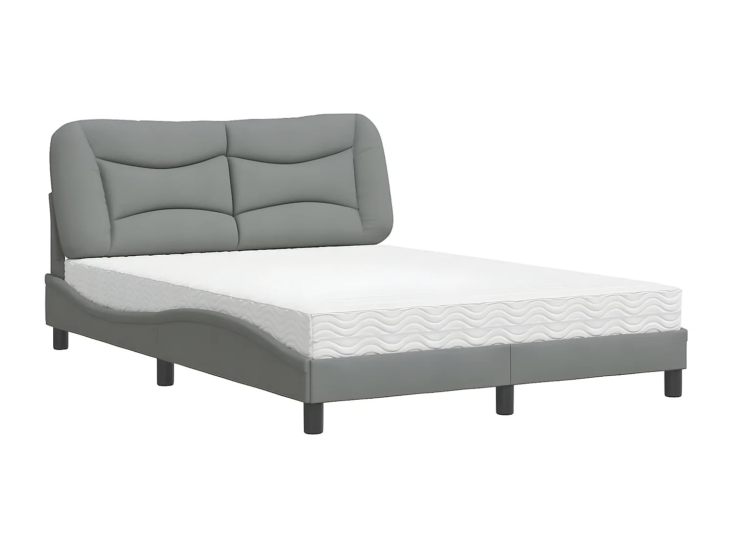 Lit avec matelas gris clair 140x200 tissu